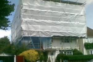 Scaffolding with White Sheet